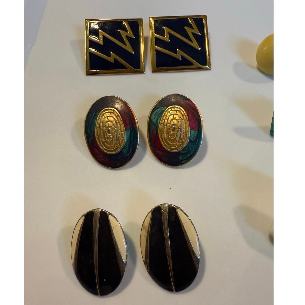 Vintage Stud Earrings Lot 6 Pairs - Picture 2 of 3